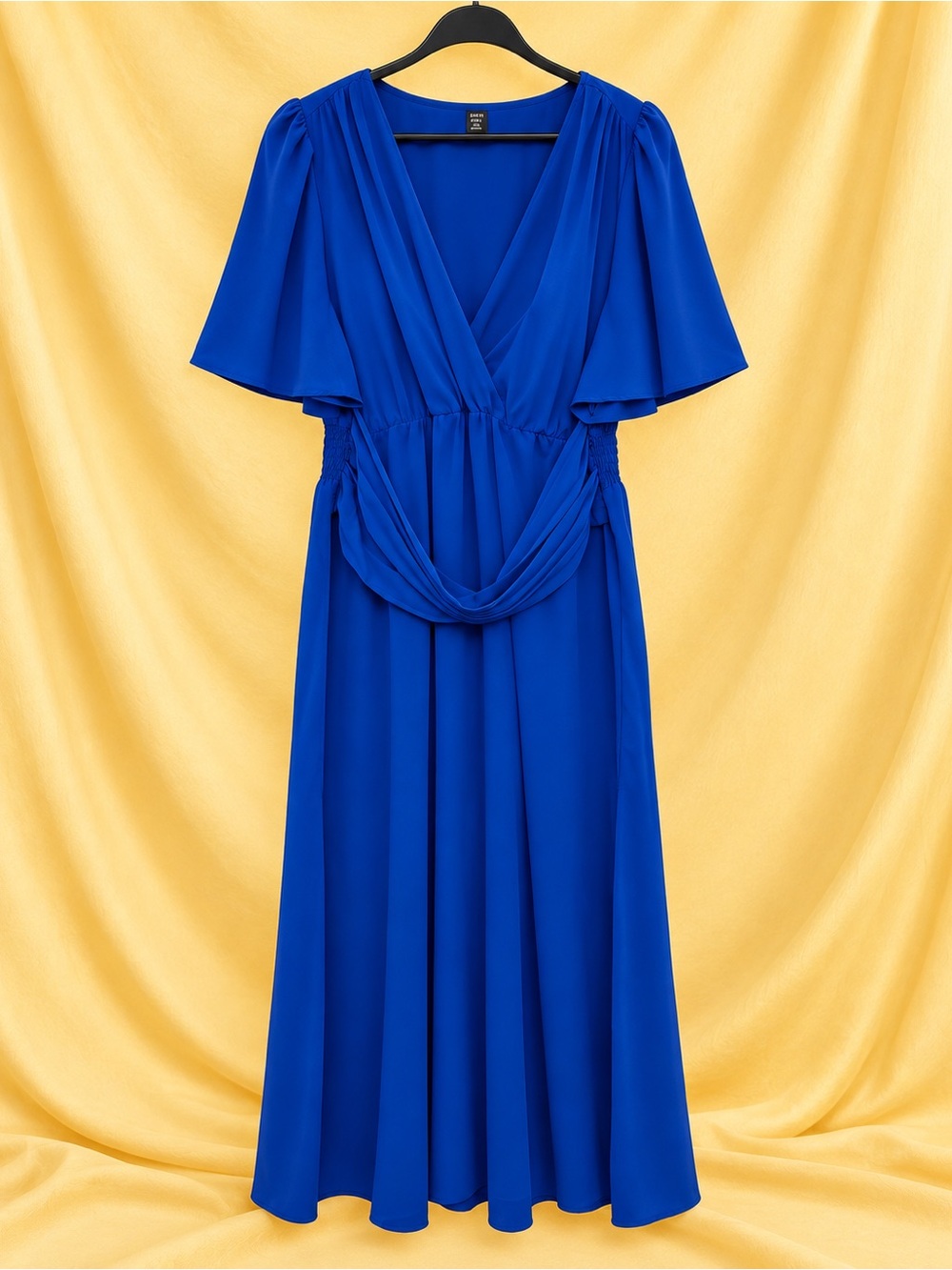 SHEIN Cobalt Blue Flutter Sleeve Maxi Dress